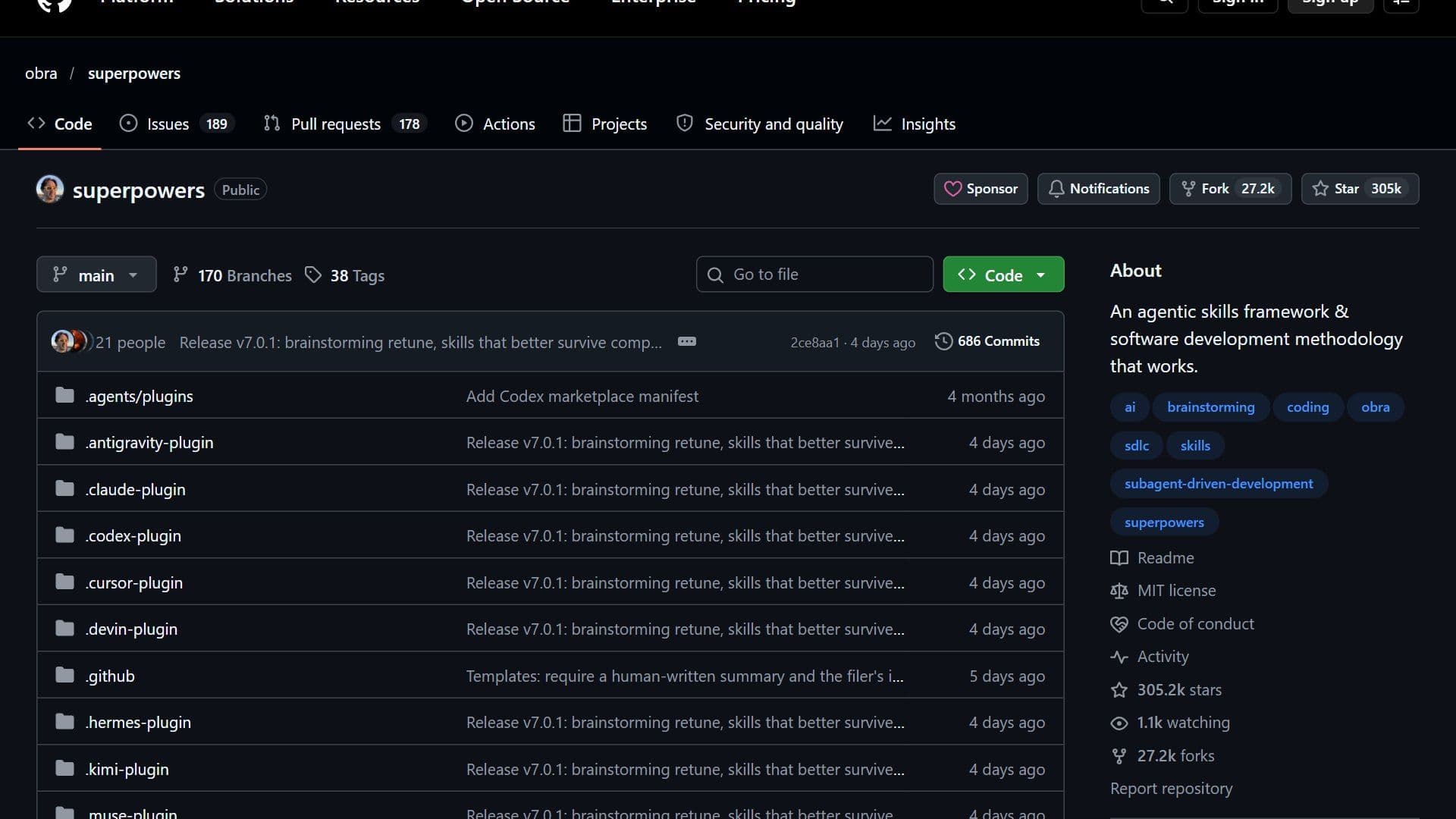 Superpowers 的 GitHub 頁面